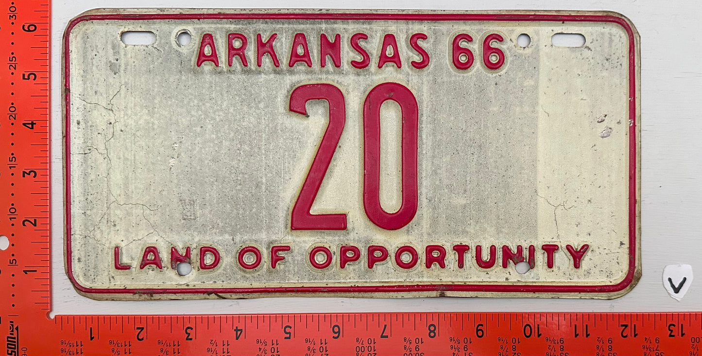 1966 Arkansas #20 Passenger License Plate