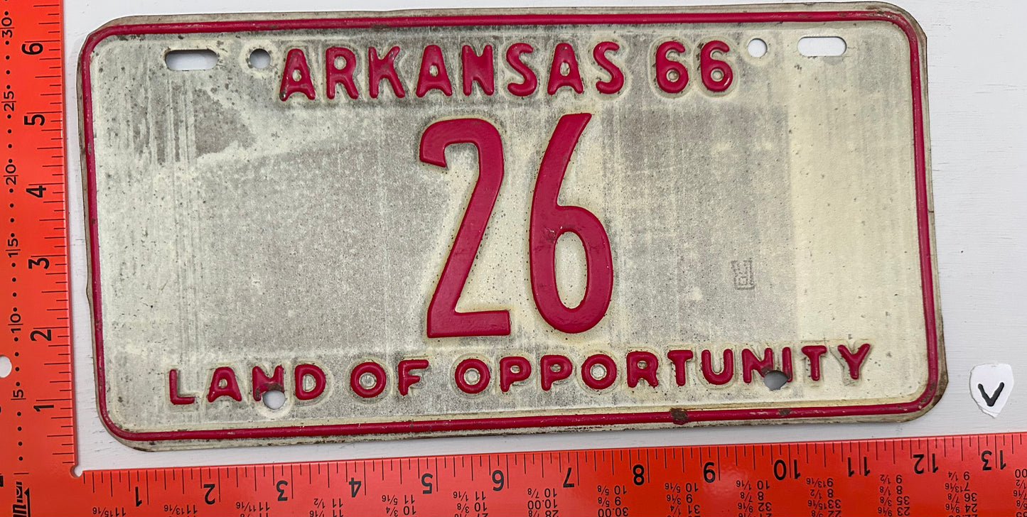1966 Arkansas #26 Passenger License Plate