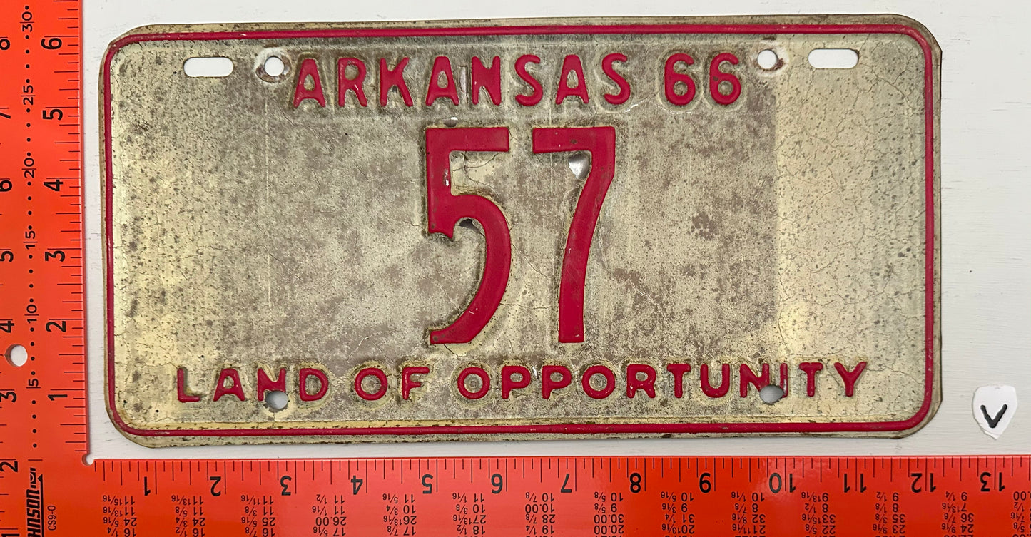 1966 Arkansas #57 Passenger License Plate
