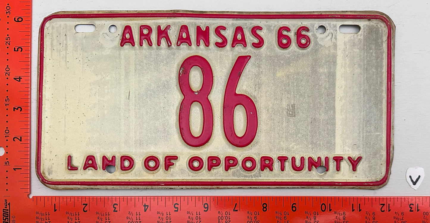 1966 Arkansas #86 Passenger License Plate