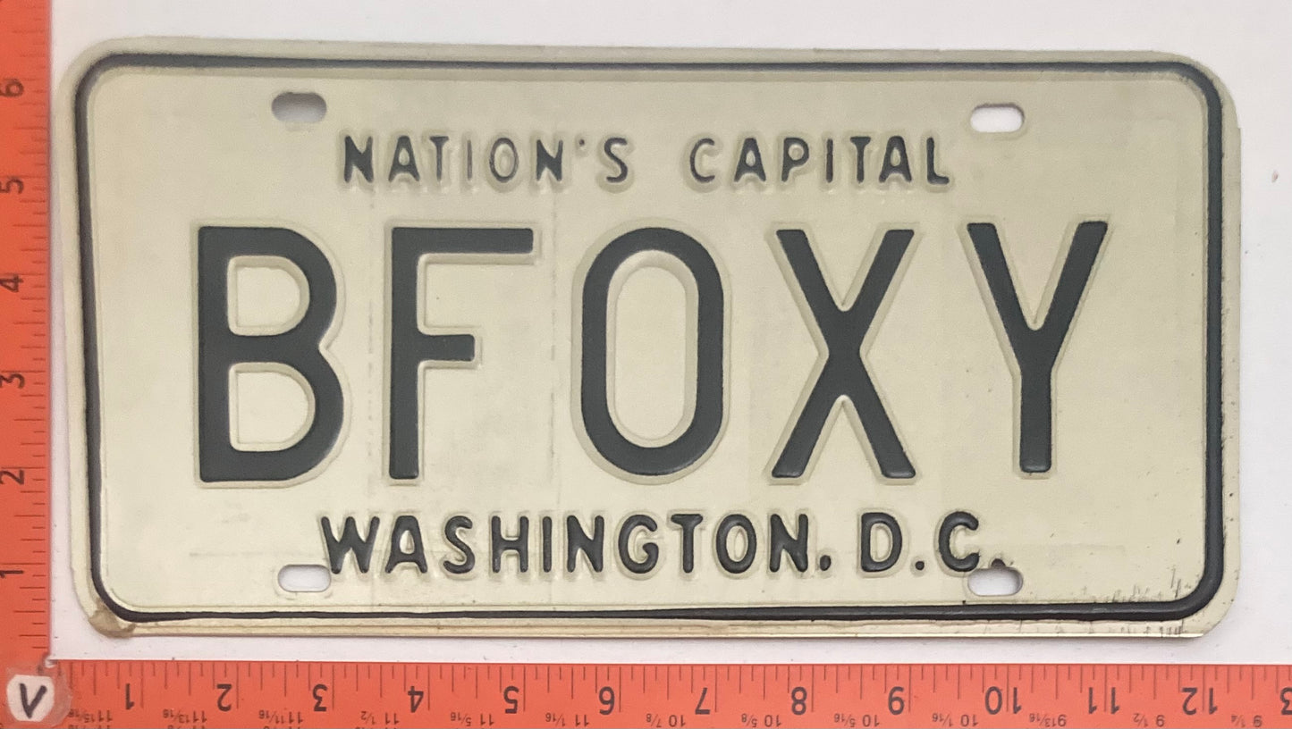 1969 Washington, DC #BFOXY Passenger VANITY License Plate
