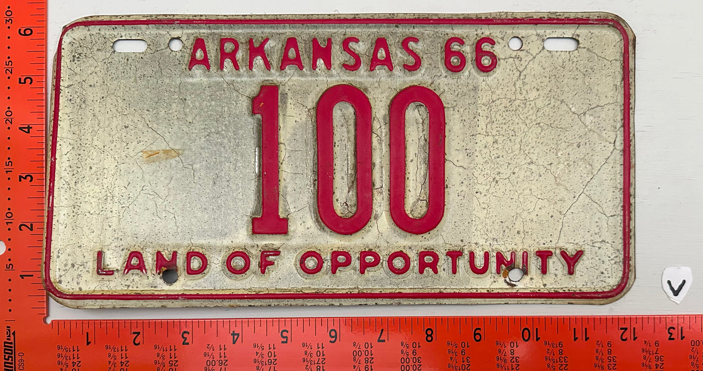1966 Arkansas #100 Passenger License Plate