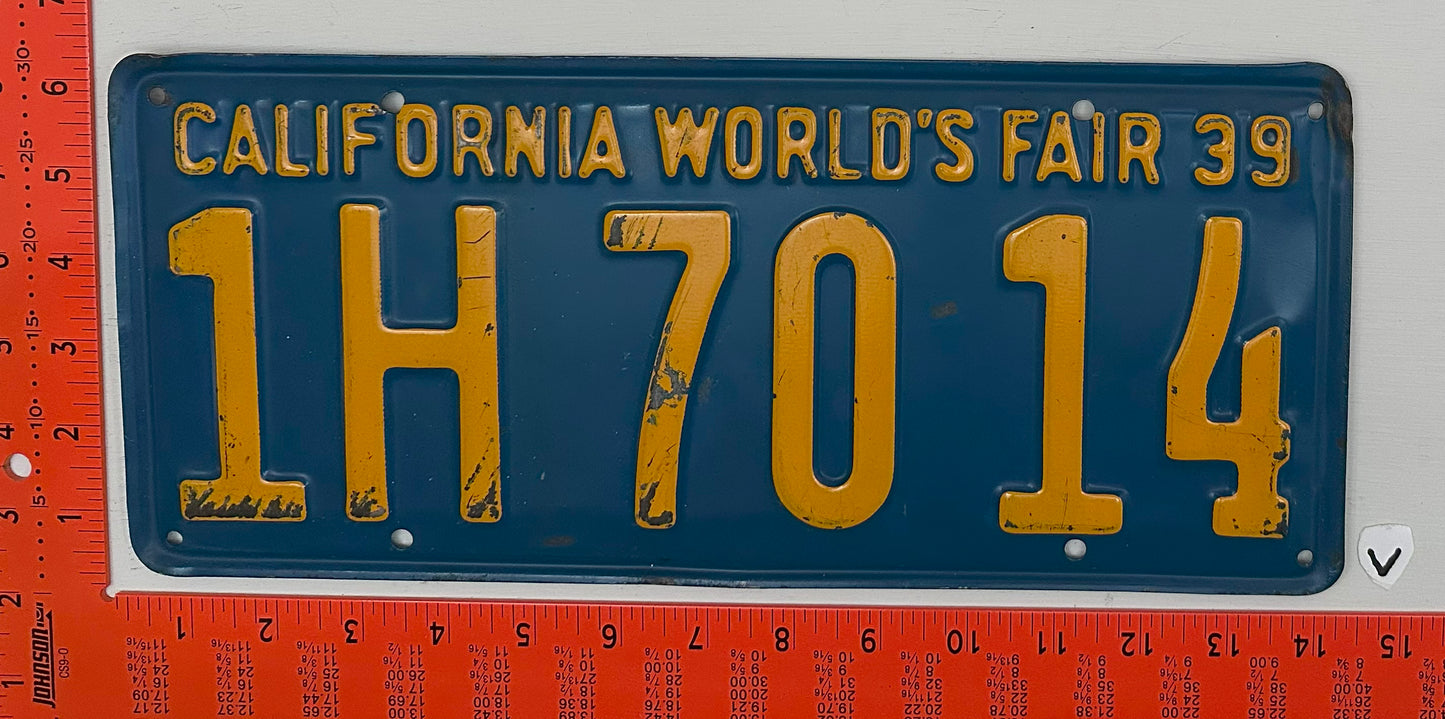 1939 California #1H7014 Passenger License Plate