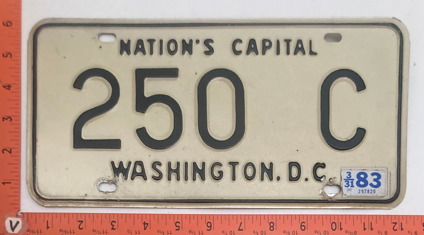 1983 Washington, DC #250 C Passenger VANITY License Plate