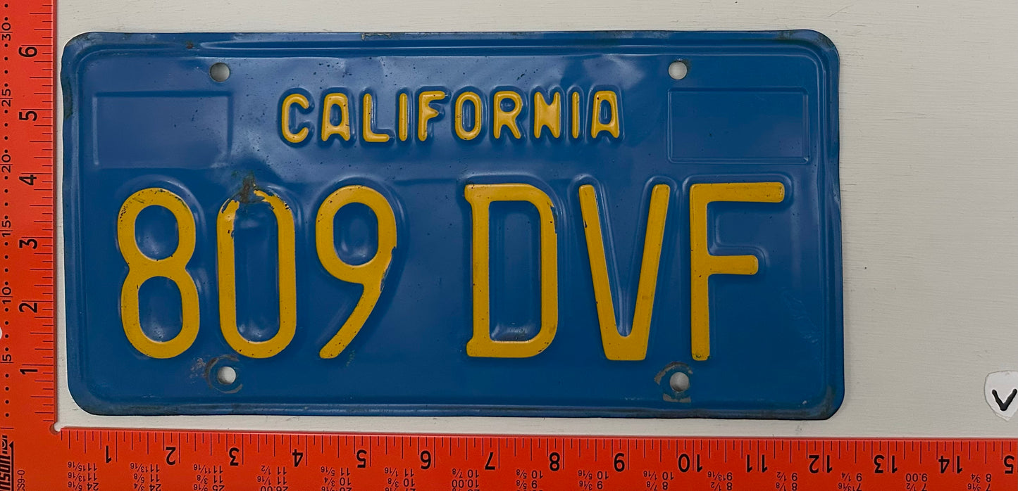 Undated California #809 DVF Passenger License Plate