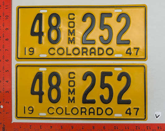 1947 Colorado #48 252 Commercial License Plate (Pair)