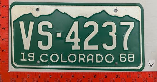 1968 Colorado #VS-4237 Passenger License Plate