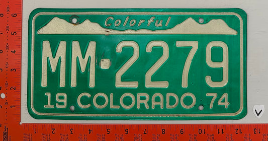 1974 Colorado #MM-2279 Passenger License Plate