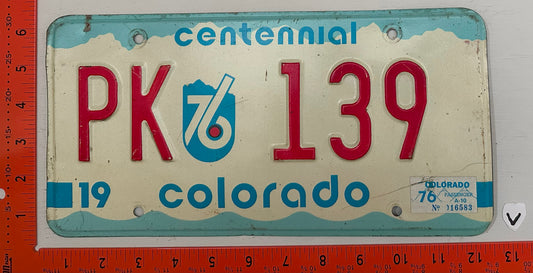 1976 Colorado #PK 139 Passenger License Plate
