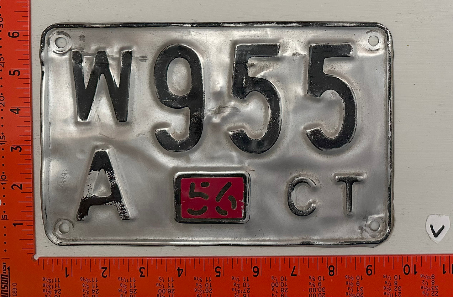1956 Connecticut #W/A 955 Passenger License Plate