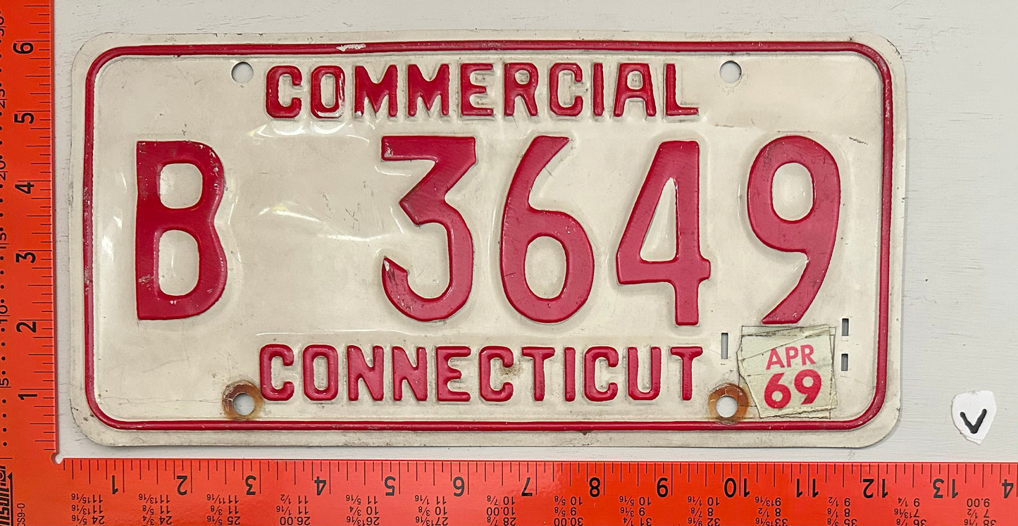 1969 Connecticut #B 3649 Commercial License Plate