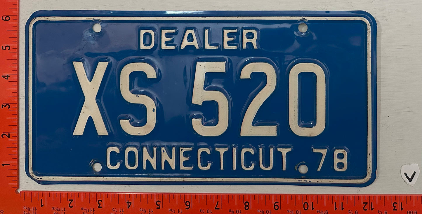 1978 Connecticut #XS 520 Dealer License Plate