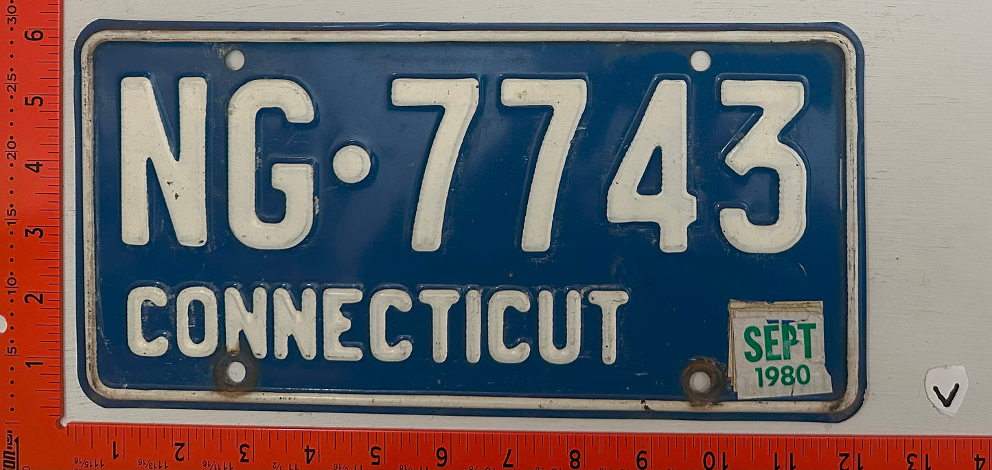 1980 Connecticut #NG 7743 Passenger License Plate
