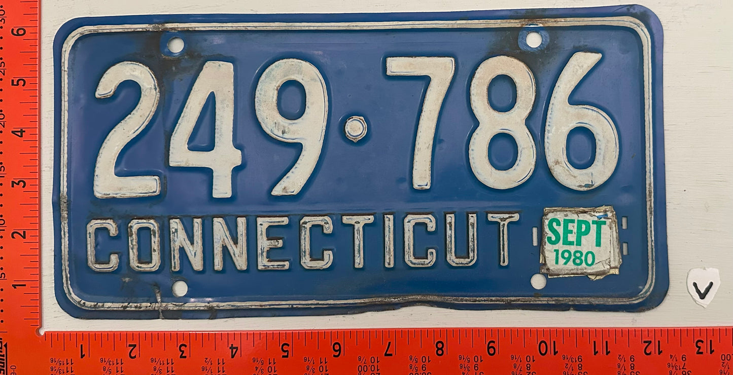 1980 Connecticut #249 786 Passenger License Plate
