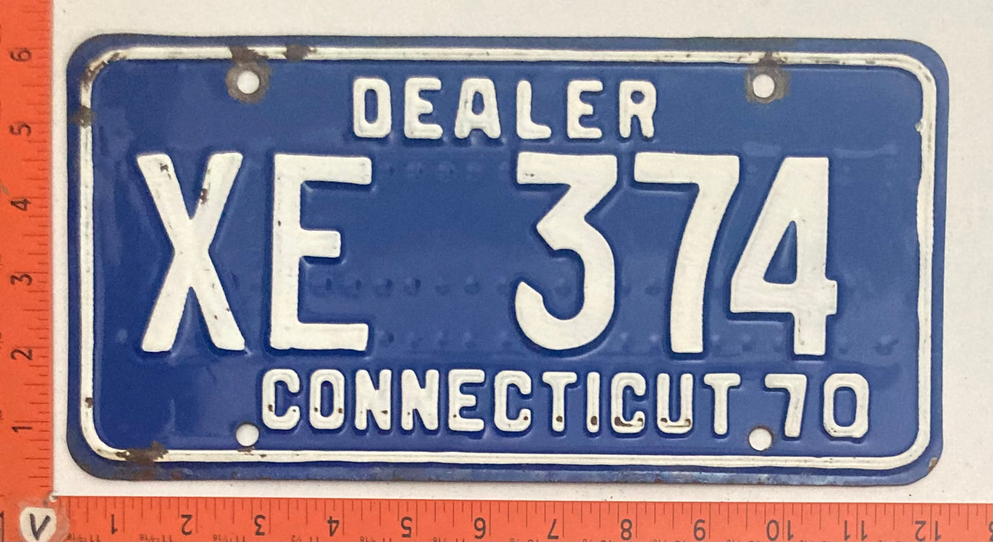 1970 Connecticut #XE 374 DEALER License Plate