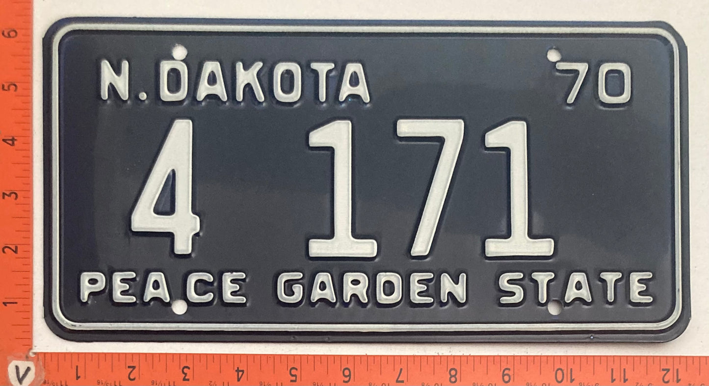 1970 North Dakota #4 171 DEALER License Plate