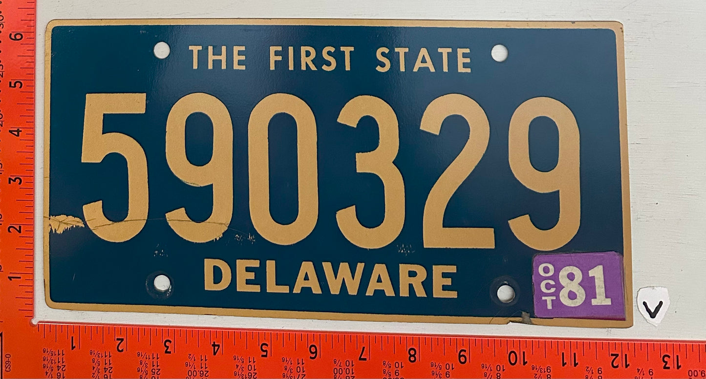 1981 Delaware #590329 Passenger License Plate