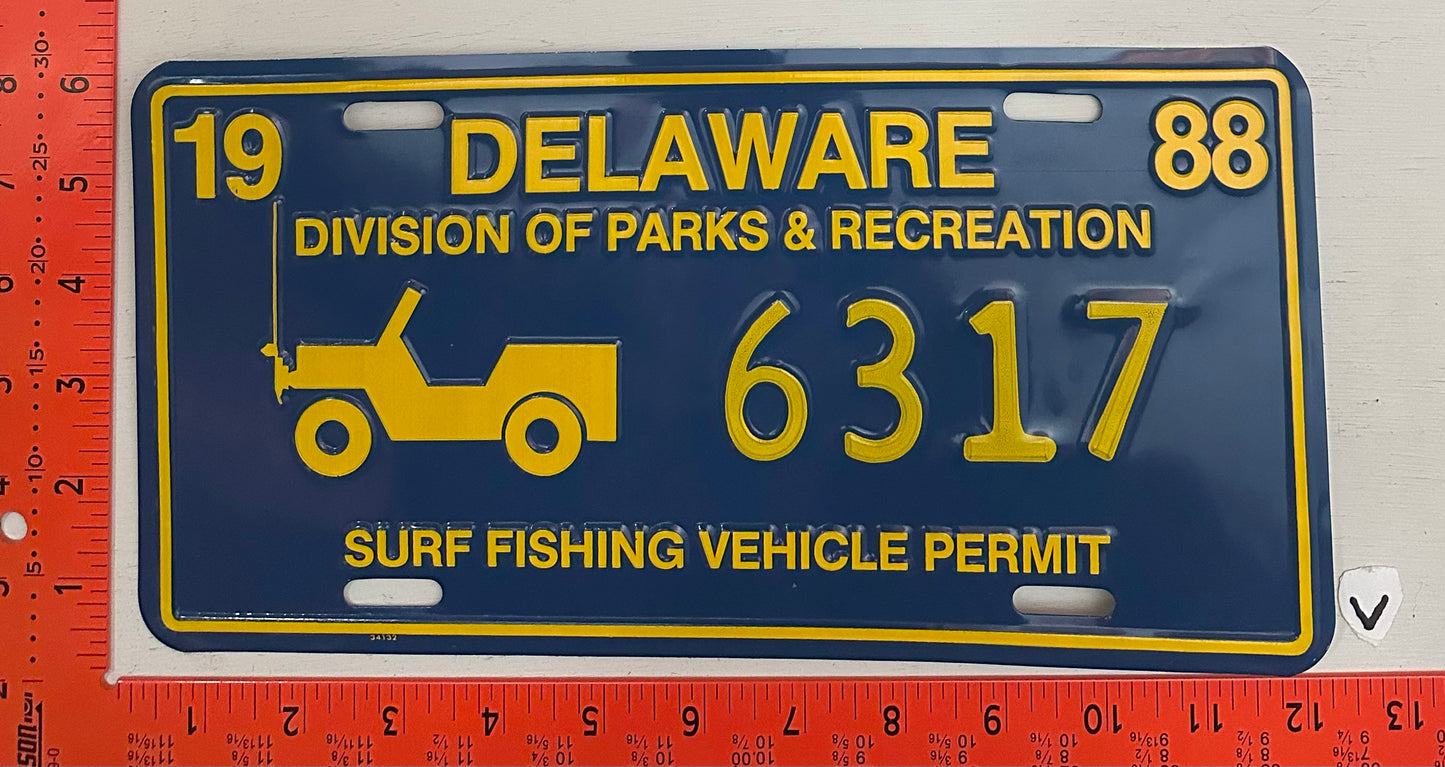 1988 Delaware #6317 Surf Fishing License Plate