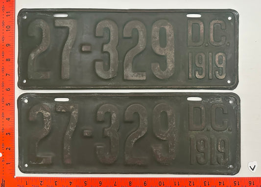 1919 Washington, DC # 27-329 Passenger License Plate (Pair)