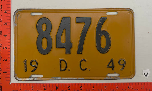 1949 Washington, DC #8476 Passenger License Plate