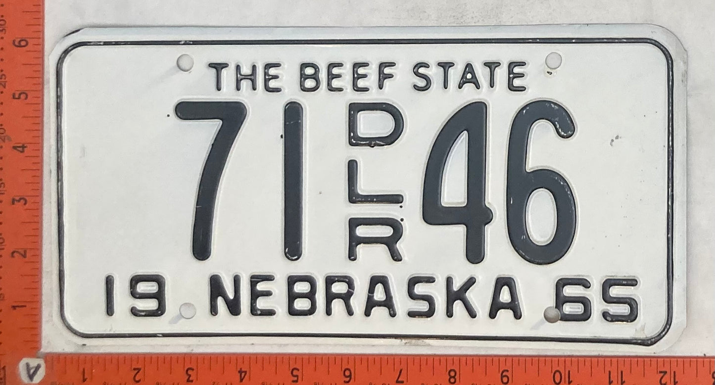 1965 Nebraska #71 D/L/R 46 Dealer License Plate