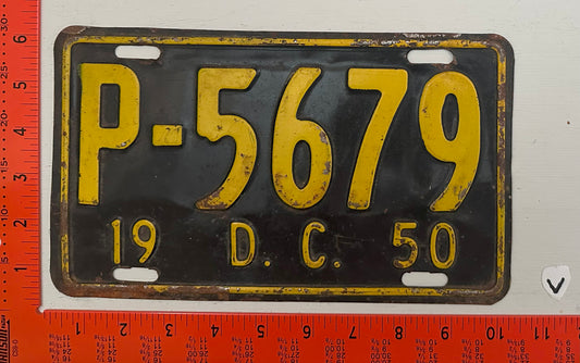 1950 Washington, DC #P-5679 Passenger License Plate