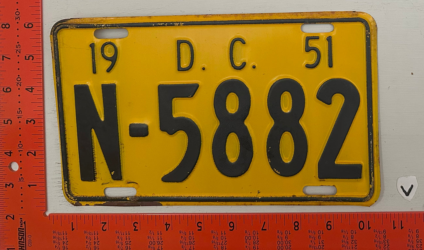 1951 Washington, DC #N-5882 Passenger License Plate