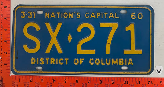 1960 Washington, DC #SX-271 Passenger License Plate