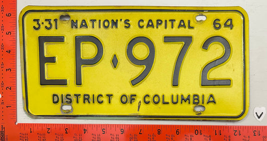 1964 Washington, DC #EP-972 Passenger License Plate