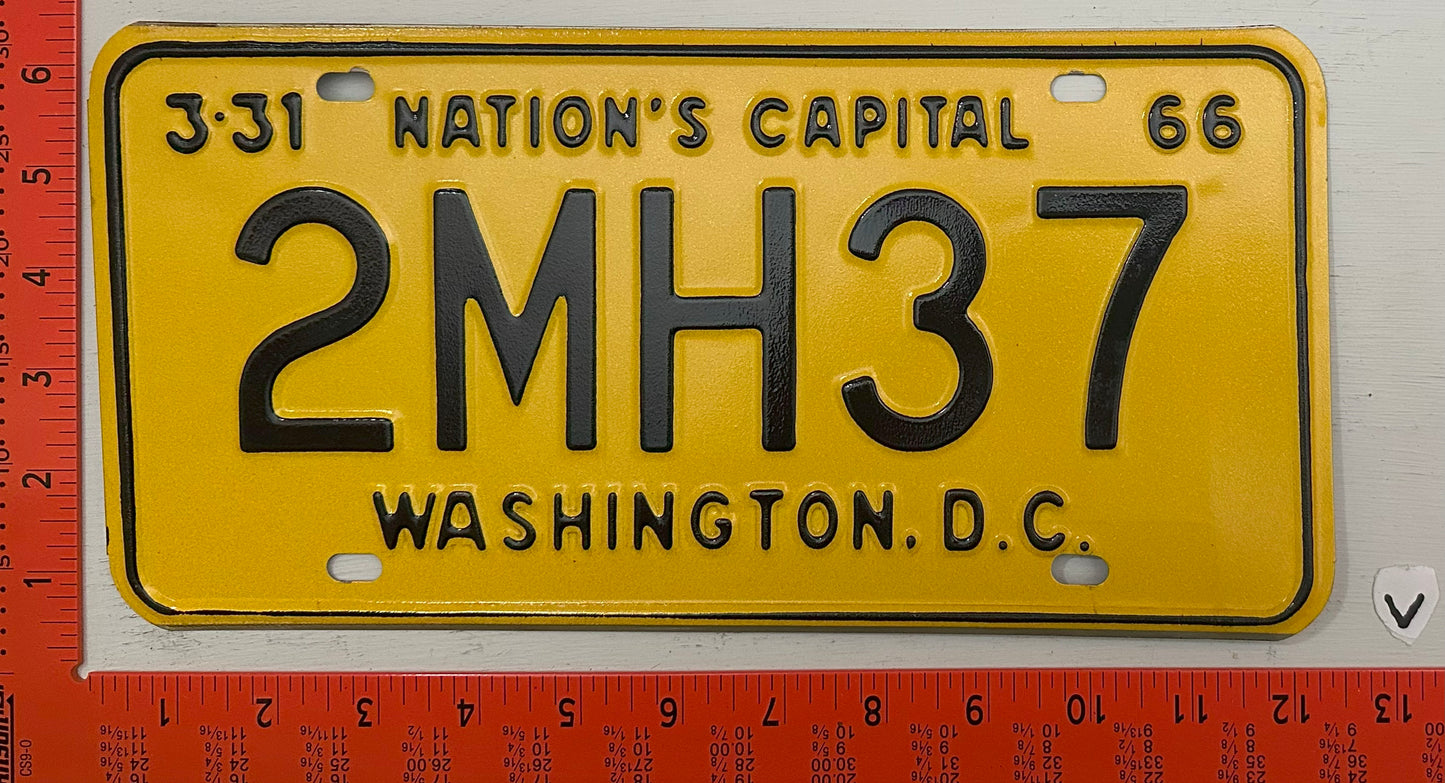 1966 Washington, DC #2MH37 Passenger License Plate