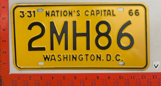 1966 Washington, DC #2MH86 Passenger License Plate