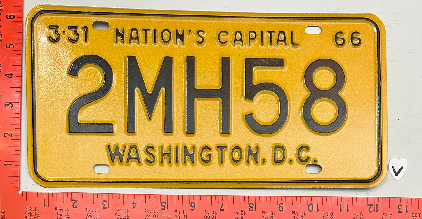 1966 Washington, DC #2MH58 Passenger License Plate