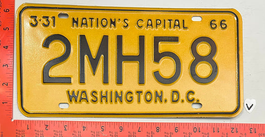 1966 Washington, DC #2MH58 Passenger License Plate