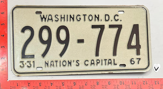 1967 Washington, DC #299-774 Passenger License Plate