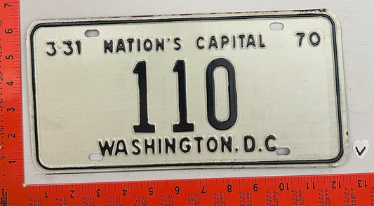 1970 Washington, DC #110 Passenger License Plate