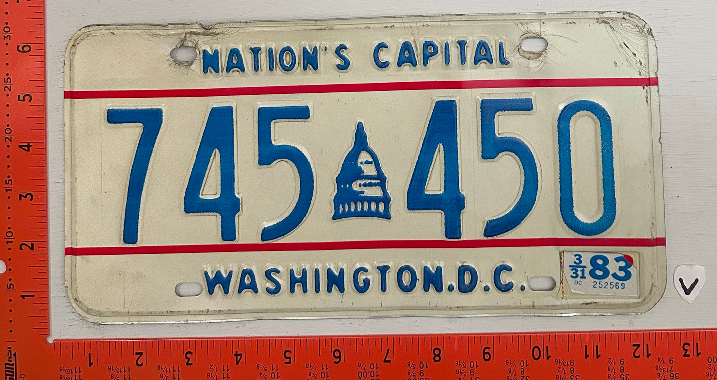 1983 Washington, DC #745 450 Passenger License Plate