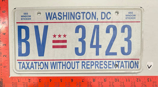 Undated Washington, DC #BV 3423 Passenger License Plate