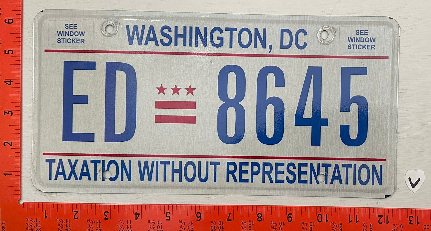 Undated Washington, DC #ED 8645 Passenger License Plate