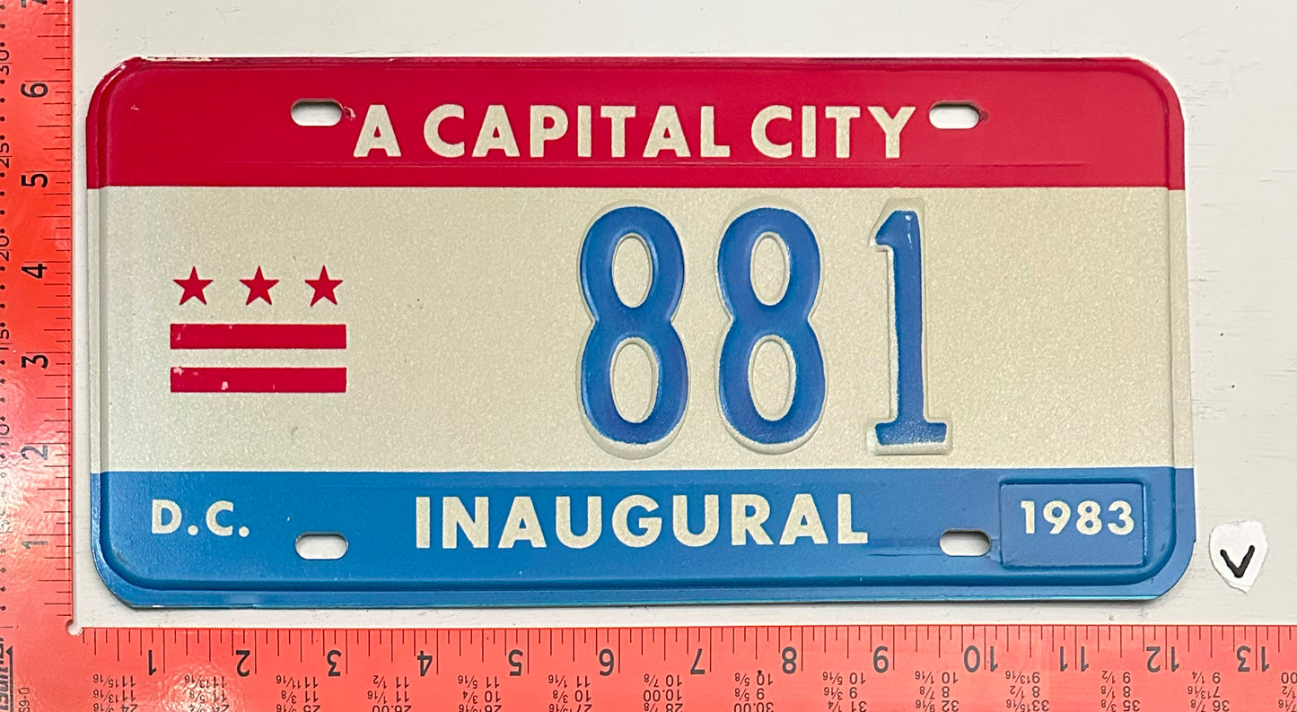 1983 Washington, DC #881 Mayor Inaugural License Plate
