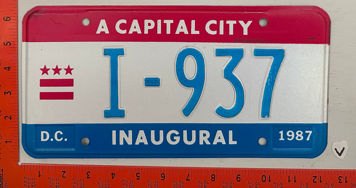 1987 Washington, DC #I-937 Mayor Inaugural License Plate