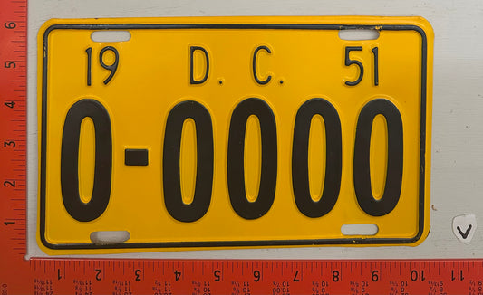1951 Washington, DC #0-0000 Sample License Plate