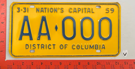 1959 Washington, DC #AA-0000 Sample License Plate