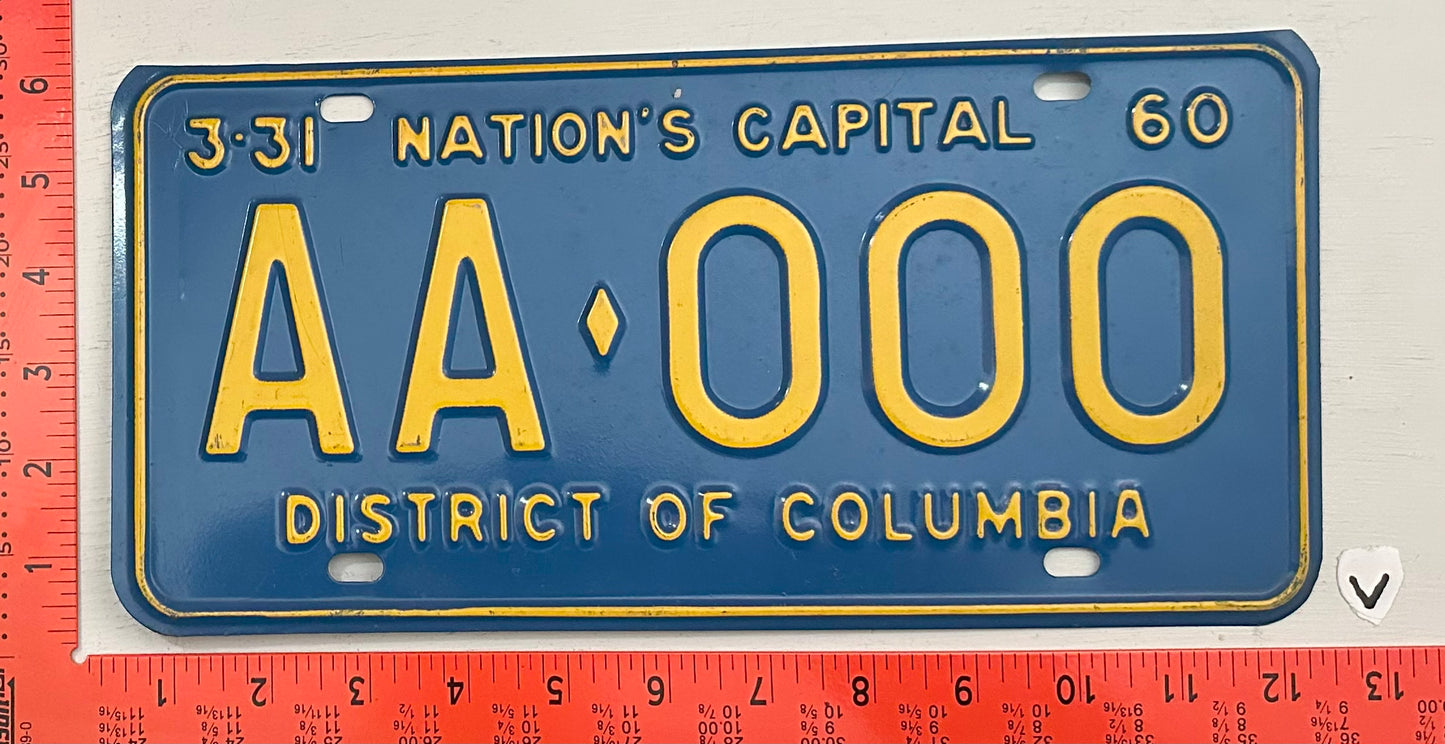 1960 Washington, DC #AA-000 Sample License Plate