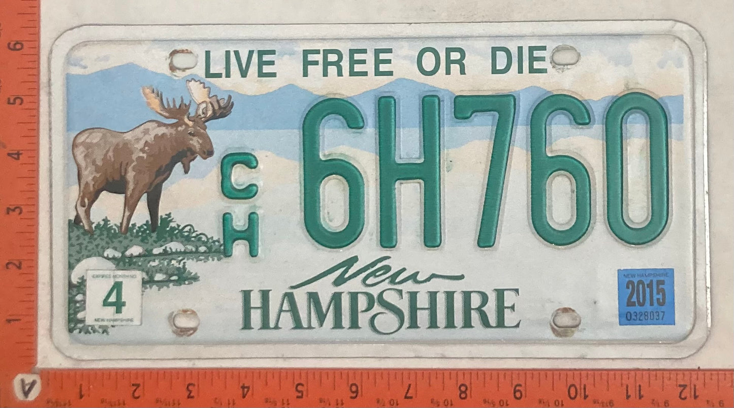 2015 New Hampshire #C/H 6H760 Passenger License Plate