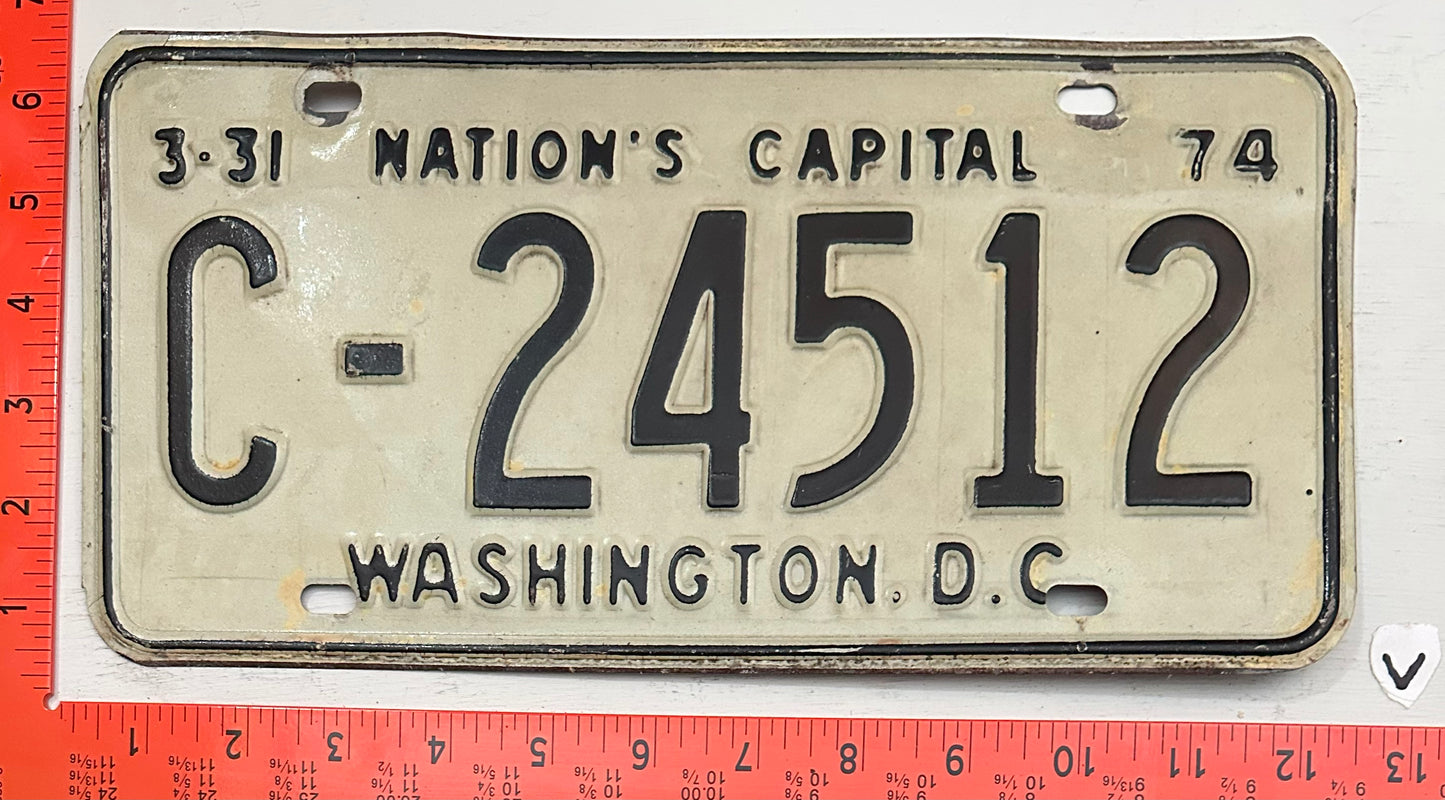 1974 Washington, DC #C-24512 Commercial License Plate