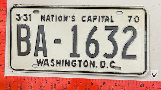 1970 Washington, DC #BA-1632 Bus License Plate