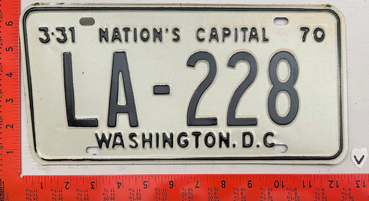1970 Washington, DC #LA-228 Limo License Plate