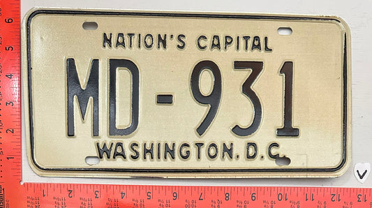 1969 Washington, DC #MD-931 Medical Doctor License Plate