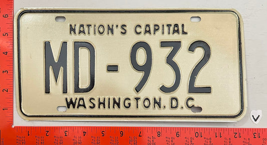 1969 Washington, DC #MD-932 Medical Doctor License Plate