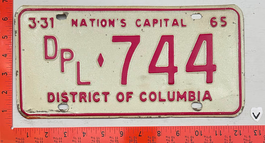 1965 Washington, DC #DPL-744 Diplomat License Plate